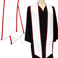 White Graduation Stole With Red Binding