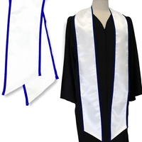 White Graduation Stole With Royal Blue Binding