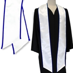 White Graduation Stole With Royal Blue Binding