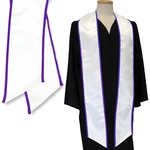 White Graduation Stole With Purple Binding