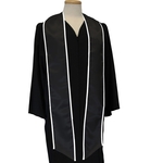 Black Graduation Stole With White Binding