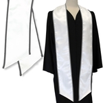 White Graduation Stole With Gray Binding