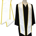 White Graduation Stole With Gold Binding