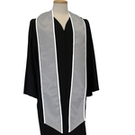 Gray Graduation Stole With White Binding