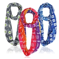 Pantone matched infinity scarves made of polyester with full-color...