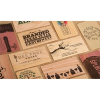 Wooden business cards measure 2" x 3 1/2" and are printed... from ASI 92531...