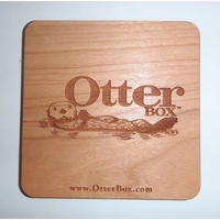 Laser-engraved wooden coasters measure 3 1/2" x 3 1/2" and come... from ASI...