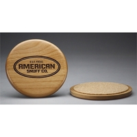 The 3 3/4" round wooden coaster is made from eco-friendly and... from ASI...