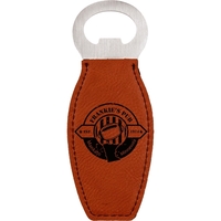 4.625" x 1.75" x 0.1875" leatherette and metal bottle opener with... from ASI...
