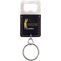 Customizable 2.75" x 1.5" x 0.1875" leatherette keychain and bottle...