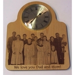 10" - Hardwood Clocks - Brass Face Wall - Laser Engraved