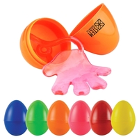 Individually wrapped sticky hand tucked inside a plastic egg.... from ASI...