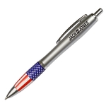 Silver Barrel Ballpoint Pen w/ Patriotic Rubber Grip
