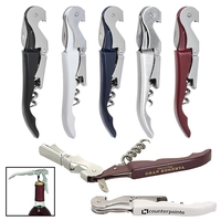 Waiter's double-hinged corkscrew with a stainless steel blade and bottle...