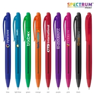 Plunger-action soft touch ballpoint pen with black ink, a translucent,...