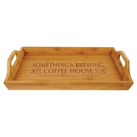 The 9 3/4" x 16 1/2" bamboo serving tray is engraved... from ASI 92531 Unique...