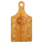 Paddle Shaped Bamboo Cutting Board with Butcher Block Inlay