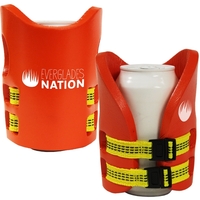 Vest style beverage holder with standard yellow straps with black buckles.......