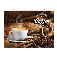 5 foot wide aluminum hanging banner clamp bar with double-sided graphics.......