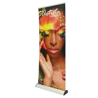 33.5" x 79" retractable banner stand, half moon shaped base and... from ASI...