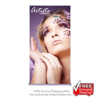 48" x 80" silver retractable banner stand with flat graphic.... from ASI...