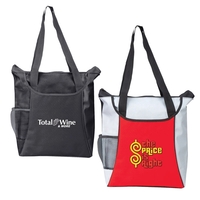 Polyester tote bag with bold color with zipper at top and... from ASI 79384...