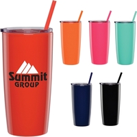 20 oz. plastic double-walled tumbler with push on sliding lid and... from ASI...