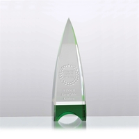8" x 2.5" emerald obelisk award made of green optical crystal... from ASI...