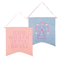 12.5" x 13" Guidon-style natural, colored or denim canvas pennant with......