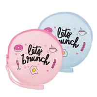 6" round natural, colored or denim canvas pouch with zipper closure... from...