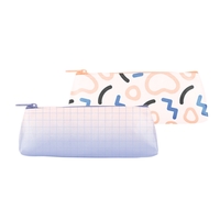 Medium-size, long vegan leather pouch with zippered closure for holding...