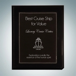 High Gloss Blackwood Plaque - Black/Silver Leather Plate -