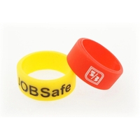 3.25" x .5" recycled silicone finger bands. Assembled in the USA.... from ASI...