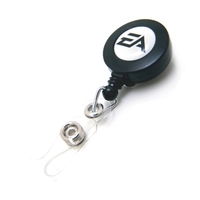 1" round plastic badge reel with 30" retractable cord and pad... from ASI...