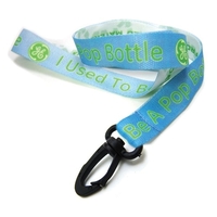 35" long lanyard made from recycled materials. Assorted hardware.... from ASI...