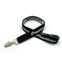 35" long 3/4" wide coarse polyester V-neck lanyard with bulldog hardware.......