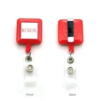 1.25" square plastic badge reel with 30" cord and 4-color process.... from...