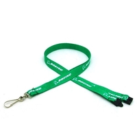 35" x 1/2" flat ribbed polyester lanyard with sewn-on breakaway hardware......