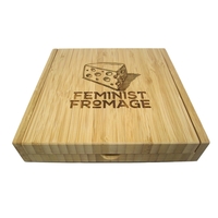 8" x 8" cheese tray made from bamboo with four stainless... from ASI 72657...