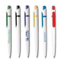 Kool Klck pens. White Barrel with colored plunger and clip.... from ASI 68850...