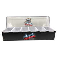 17.5" x 5.25" x 3.5" stainless steel condiment tray with plastic... from ASI...