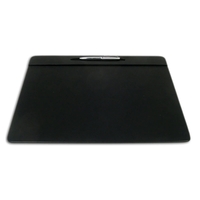 Black leatherette conference pad measuring 17" x 14" with a pen... from ASI...
