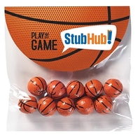 Basketball themed header bag filled with 10 foil wrapped chocolate...