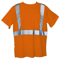 Short sleeve hi-viz safety t-shirt made with reflective striping, one...