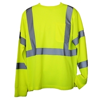 Long sleeve hi-viz safety t-shirt made with reflective striping, one...