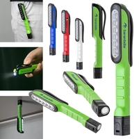 Dual-function task flashlight with pocket clips, 6 LED bulbs and bottom......