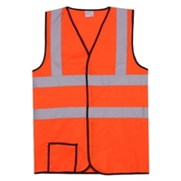 Dual-striped orange Solid safety vest with two 360-degree 2" reflective...