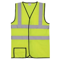 Dual-striped yellow Solid safety vest with two 360-degree 2" reflective...