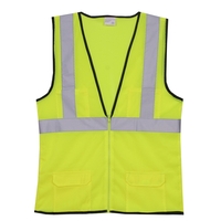 Zippered yellow mesh safety vest with a 360-degree 2" reflective...