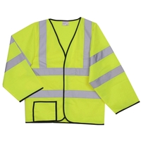 S/M yellow solid long-sleeve safety vest with 2" horizontal/vertical...